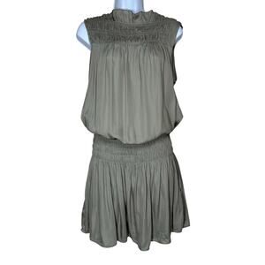 04 South Dress Sleeveless Smocked Waist Women’s Large Neutral Casual Summer